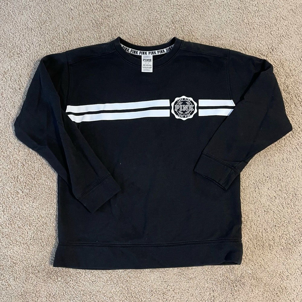 VS PINK Black Crew Neck Sweatshirt